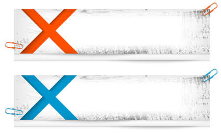 set of two dirty banners with ban markのイラスト素材
