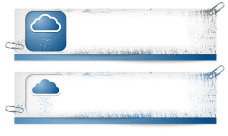 set of two dirty banners with cloudのイラスト素材