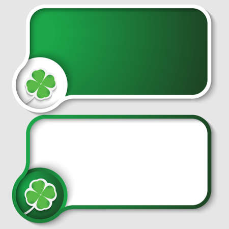 set of two green text frames and cloverleafのイラスト素材