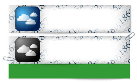 set of two banners with the texture of the numbers and cloudのイラスト素材