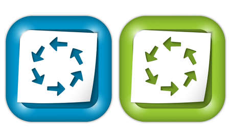 set of two icons with paper and arrowsのイラスト素材