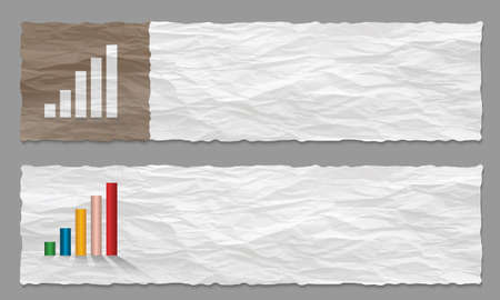 set of two banners with crumpled paper and graphのイラスト素材