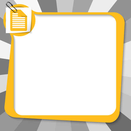 yellow text box with paper clip and document iconのイラスト素材