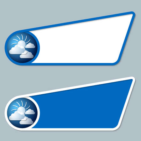 two blue boxes for any text with sun and cloudsのイラスト素材