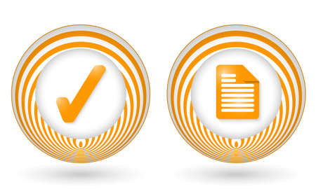 set of two orange icons with symbolsのイラスト素材