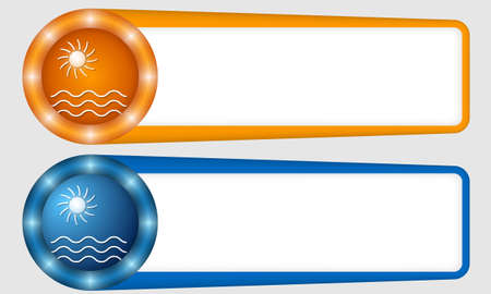 blue and orange frames for any text with waves and sunのイラスト素材