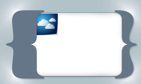 blue square brackets for entering any text with cloudsのイラスト素材