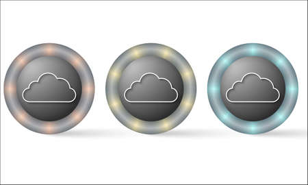set of three icons with cloud symbolのイラスト素材
