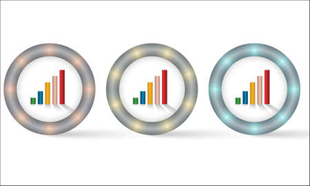 set of three icons with graphのイラスト素材
