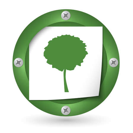green abstract icon with paper and tree symbolのイラスト素材