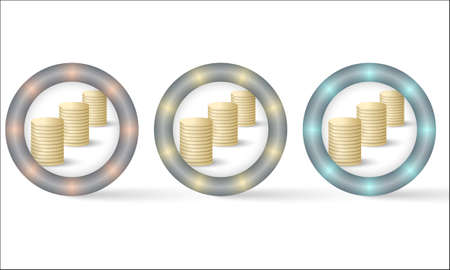 set of three icons with coin symbolのイラスト素材