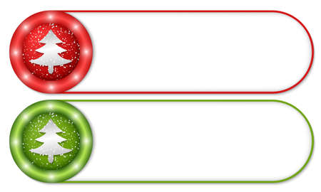 set of two buttons with falling snow and xmas treeのイラスト素材