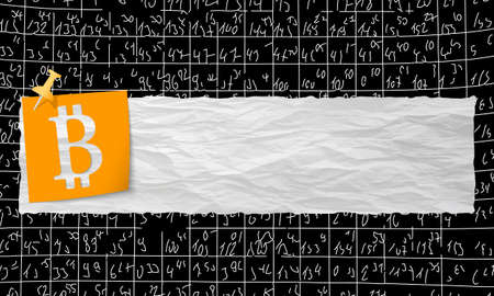 banner with crumpled paper and bit coin symbolのイラスト素材