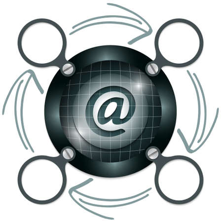 dark circular frame for text with arrows and email symbolのイラスト素材