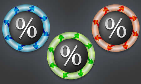 icons with color back light and percent symbolのイラスト素材