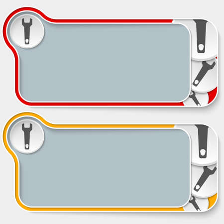 set of two abstract text boxes with spannerのイラスト素材