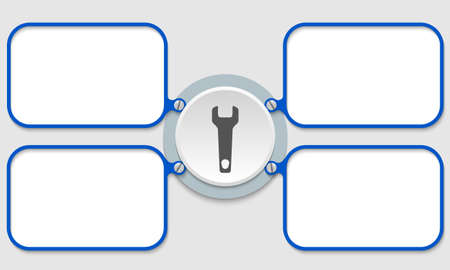 four blue frame for text with spannerのイラスト素材