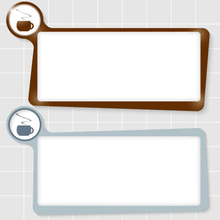 set of two text boxes for text and cup of coffeeのイラスト素材