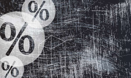 transparent geometry objects and percent symbol and scratched backgroundのイラスト素材