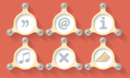 Set of six vector objects and icons