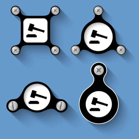 abstract black objects and screws and law symbolのイラスト素材