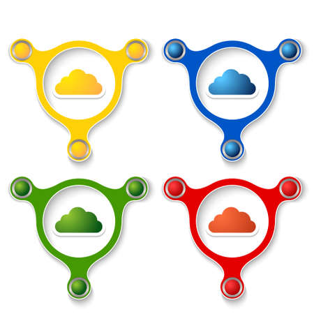 four abstract vector objects and a colored cloudのイラスト素材