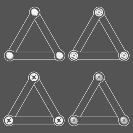 Set of four flat simple triangles with screwsのイラスト素材