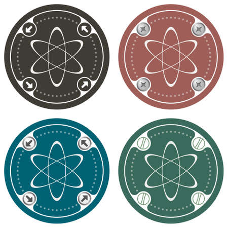 Set of four colored flat simple frames and science symbolのイラスト素材