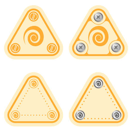 Set of four flat simple frames and spiralのイラスト素材