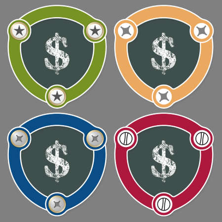 Set of four flat icons and the symbol of dollarのイラスト素材