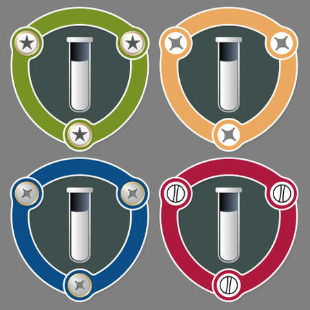 Set of four flat icons and test tubeのイラスト素材
