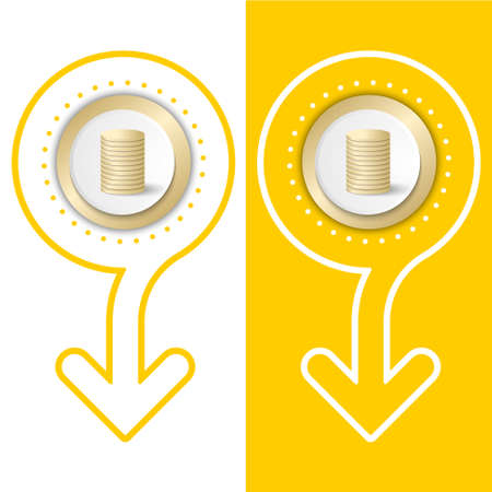 Simple flat abstract arrow and golden coinのイラスト素材