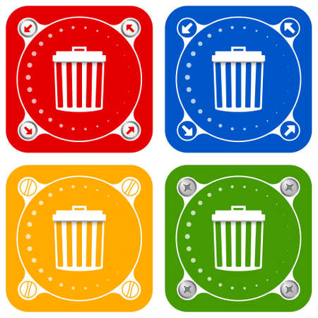 Set of four colored flat simple frames and trashcanのイラスト素材