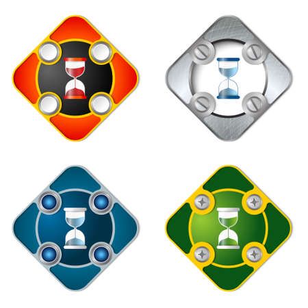 Vector simple objects with screws and sand glassのイラスト素材