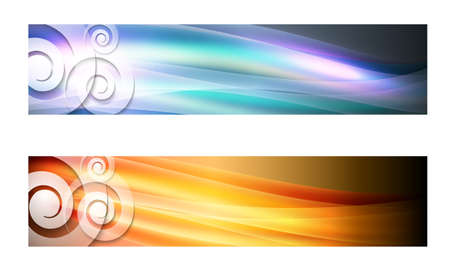 Set of two banners with waves and transparent spiralsのイラスト素材