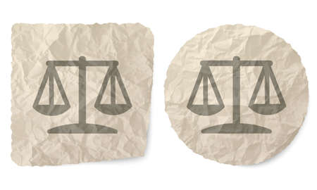 Crumpled slip of paper and a justice symbolのイラスト素材