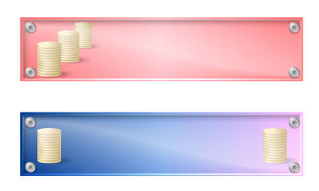 Set of two banners with coin and glass panelのイラスト素材