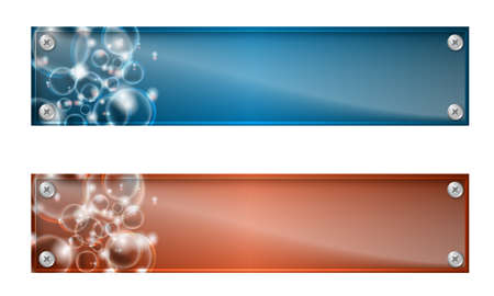 Set of two banners with bubbles and glass panelのイラスト素材