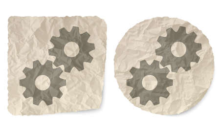 Crumpled slip of paper and a cogwheelsのイラスト素材