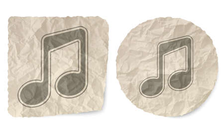 Crumpled slip of paper and a music symbolのイラスト素材