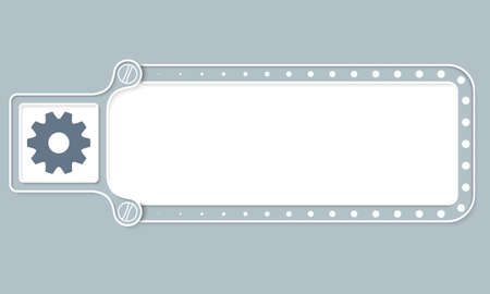 Gray box with white frame for your text and cogwheelsのイラスト素材
