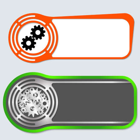 Set of two abstract buttons for your text and cogwheelsのイラスト素材