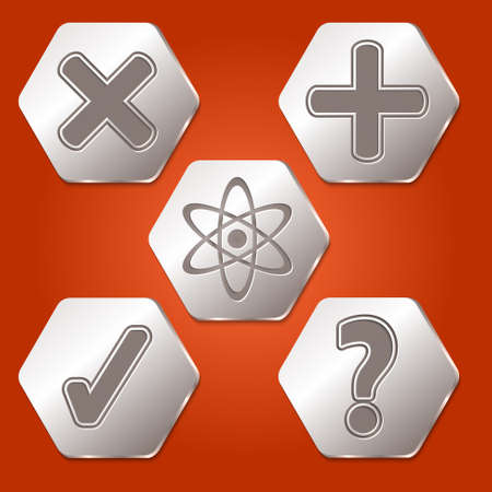 Set of five hexagons with different symbolsのイラスト素材