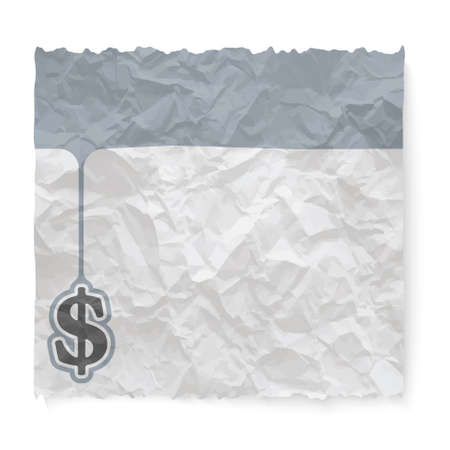 Crumpled paper for your text and dollar symbolのイラスト素材