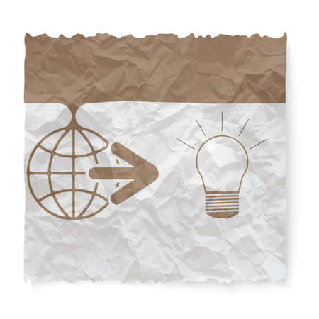 Crumpled paper for your text and globe iconのイラスト素材