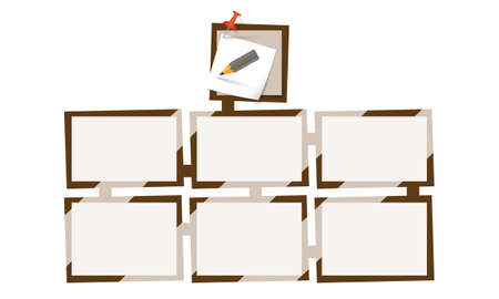 Six abstract text boxes for your text and pencilのイラスト素材