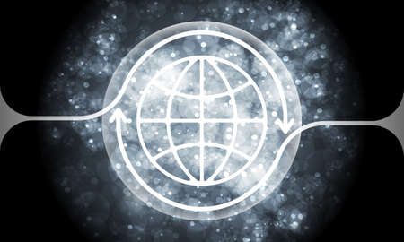 Futuristic colored abstract background and transparent globe symbol