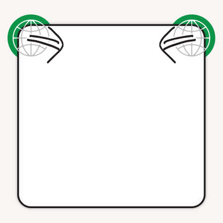 White box to fill your text and globe icon and green arrowsのイラスト素材
