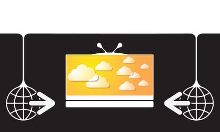 Two global symbols with arrows and tv iconのイラスト素材