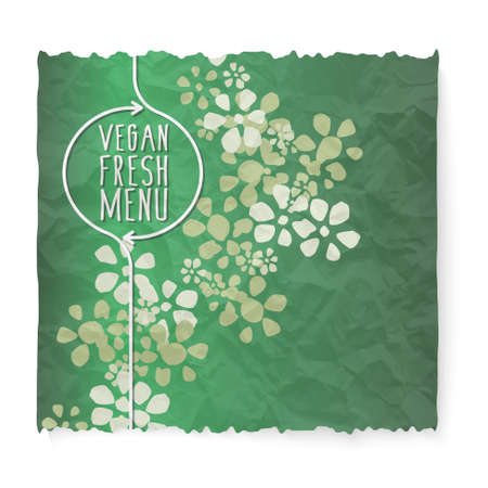 Crumpled paper and vegan  menu headlineのイラスト素材